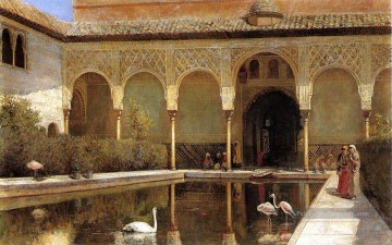Une cour dans l’Alhambra au temps des Maures Persique Egyptien Indien Edwin Lord Weeks Peinture à l'huile